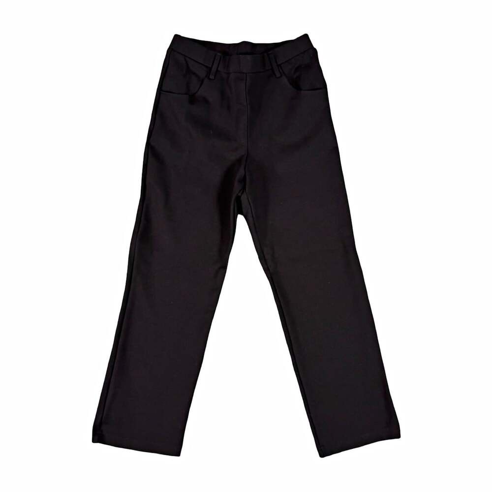 Quince Black Dress Pants Flat Front Straight Leg Button Pockets Stretch Size M